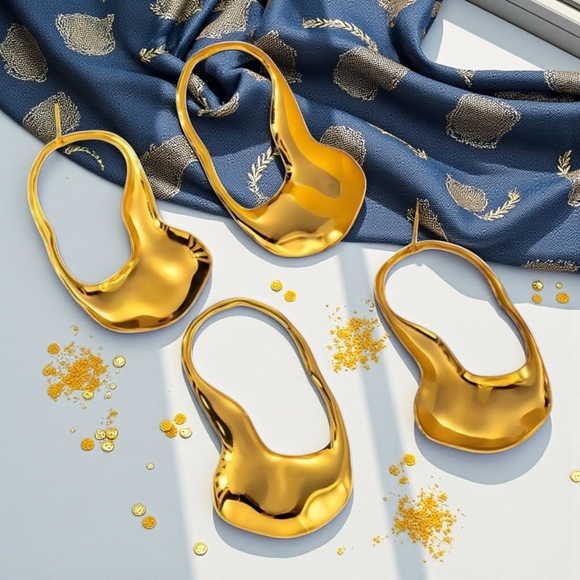 🆕️Exaggerated Modern 18K Gold Plated 304L Stainless Steel Statement Earrings - Picture 6 of 13